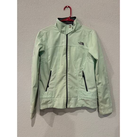 North Face Women Size M High Collar Apex Bionic Windwall Soft Shell Jacket Green - Picture 1 of 10